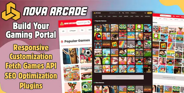 Nova Arcade HTML 5 Game Portal CMS - PHP Script