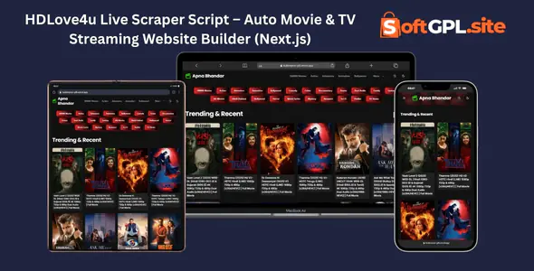 HDLove4u Live Scraper Script – Auto Movie & TV Streaming Website Builder (Next.js)