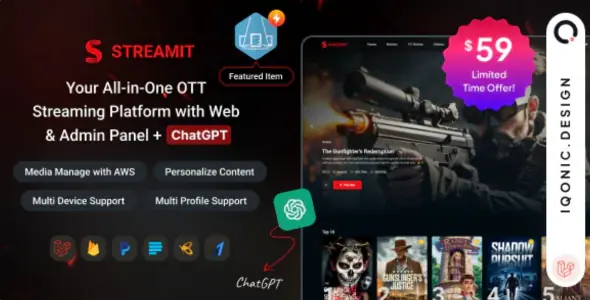 Streamit Laravel v1.6.2 - Movie, TV Show, Video Streaming Platform With Laravel with ChatGPT
